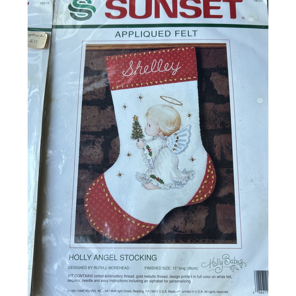 Sunset Christmas Stocking Kit Applique Felt Holly Angel/Away In A Manger Lot 2 - Picture 4 of 7